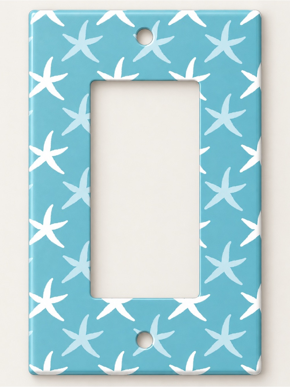 Handmade Blue Starfish Coastal Rocker Light Switch Cover Plate